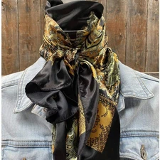 Golden Rod Paisley Printed Western Southwestern Wild Rag Scarf Accent