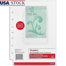 25 Pack Clear Sheet Protectors Top Loading Seven Hole Punched Archival Safe PVC