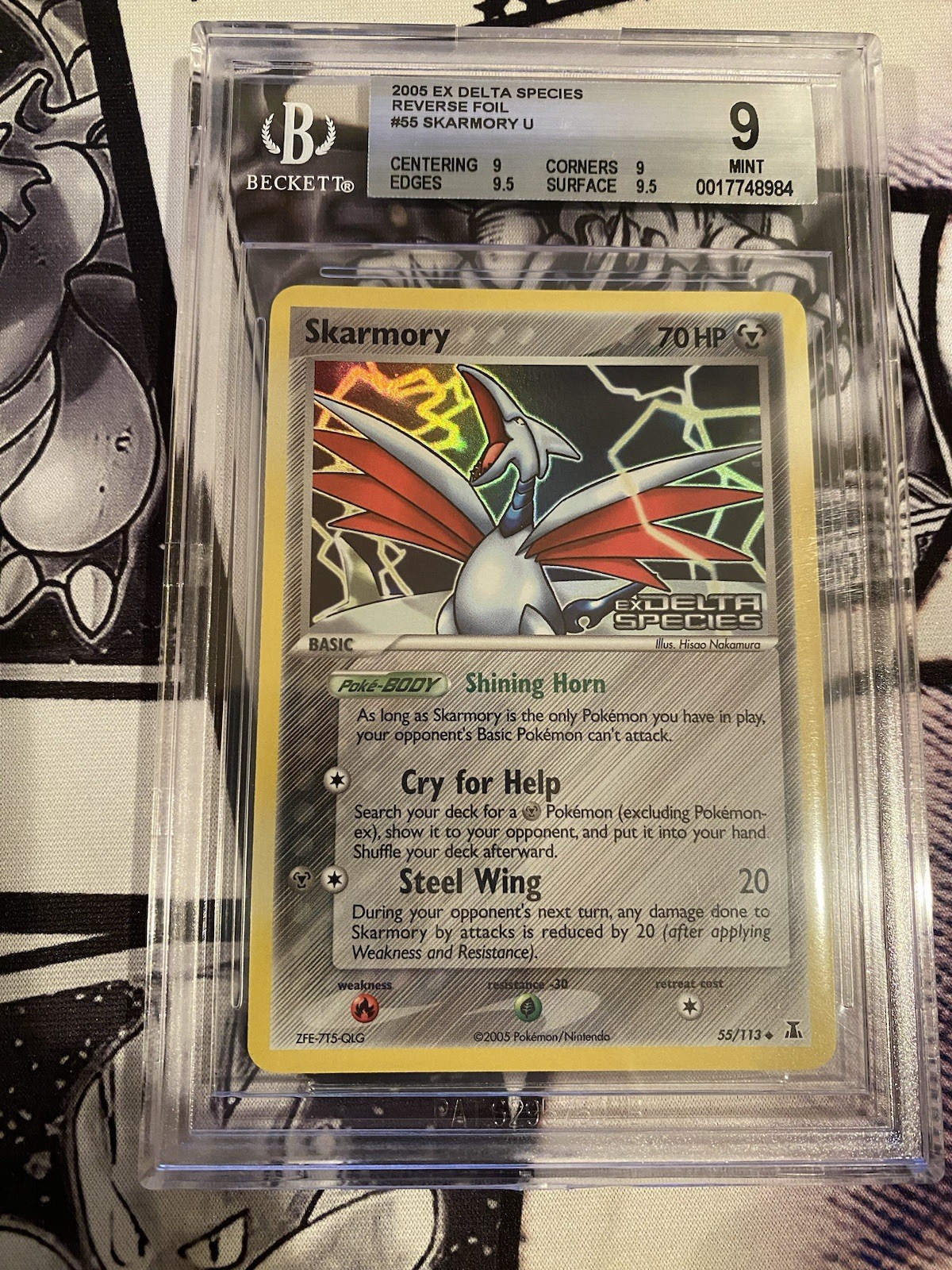 BGS 9 Skarmory 55/113 Pokemon EX Delta Species STAMPED Reverse Holo 2005