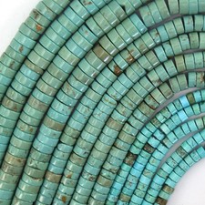 Greenish Blue Turquoise Heishi Disc Beads Gemstone 15" Strand 4mm 6mm 8mm