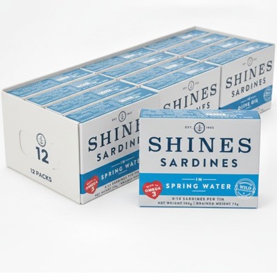Shines Tinned Sardines in Water - 12 x 106g Cans