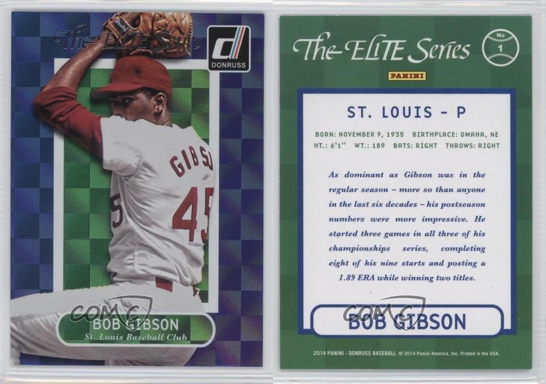 2014 Panini Hall of Fame The Elite Series Bob Gibson #1 HOF 2f9