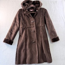 Copper Key Coat Faux Suede Fur Toggle Hooded Brown Girls Size 10/12