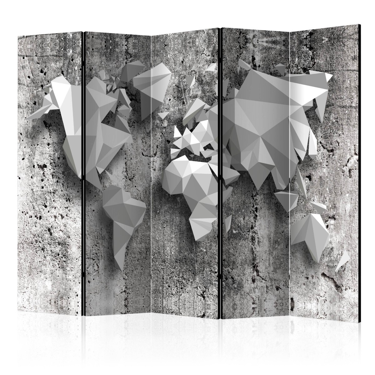 Paravent de Luxe World Map Origami 172x225cm Impression sur Toile de Qualité Galerie