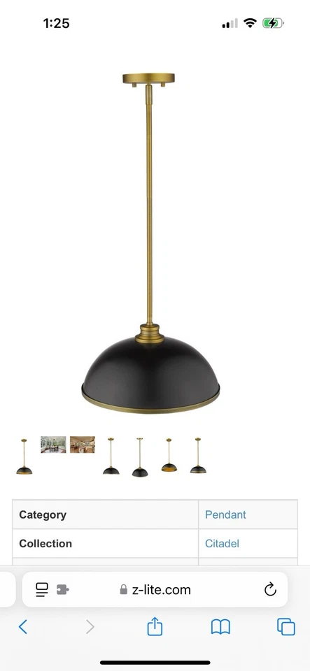 Z-Lite Citadel 14” Pendant, MATTE BLACK / COPPER BRONZE 1930P-MB+CB - Image 4 of 4