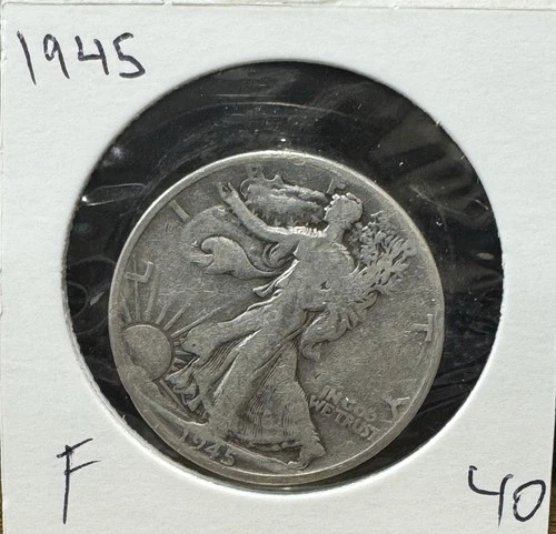 1945 P 50C Silver Walking Liberty Half Dollar Fine