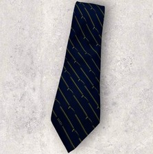 GUCCI VINTAGE Silk Tie ITALY Navy Beige Brown Horse Bit Brand GUCCI W:4" EUC