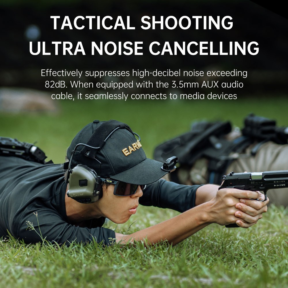 EARMOR M31 PLUS Electronic Shooting Ear Protection Earmuffs for Gun Range Black