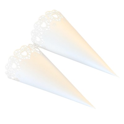 50 Pcs Food Holder Cones DIY Petal Toss Lace Cone White Paper Cones