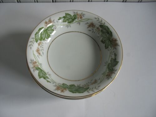 S/8 Noritake Daphne Fruit Bowls 5 1/2" Japan 1952-1960 Green leaves flora