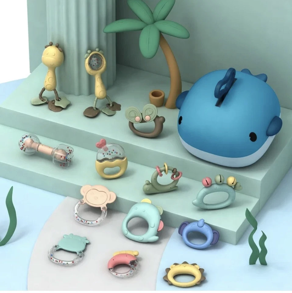 Juego de juguetes de sonajeros para bebé de 0-6-9-12 meses, agarre y agitación infantil, mordedor sensorial Foto 2 de 4