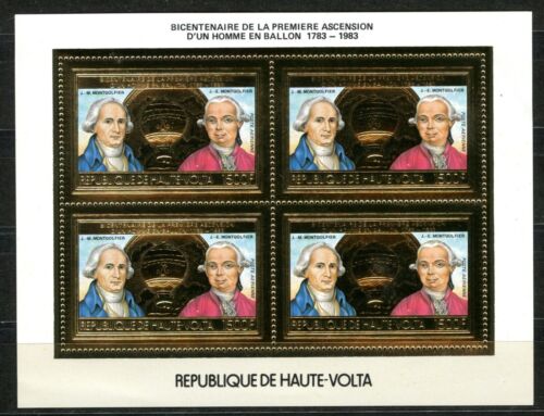 Burkina Faso Haute Volta Ballon Mongolfière Gold Foil Or 1983 Michel 891 A 64e - Bild 1 von 1