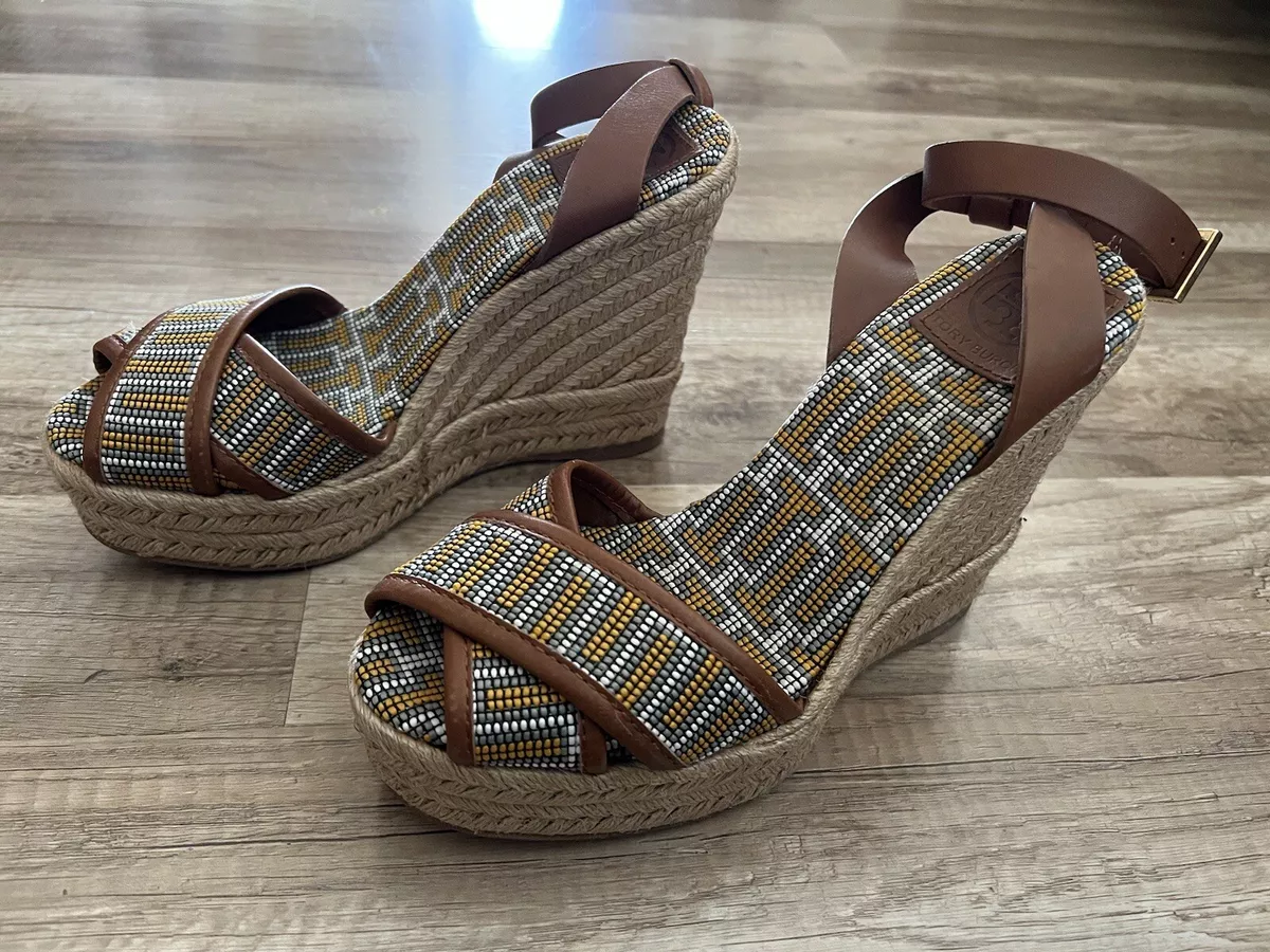 Tory Burch Florian Criss Cross Wedge Sandals Espadrilles