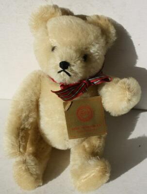 Hermann Teddy Bear Blonde Mohair Red Tie Black Stitched Nose Fully