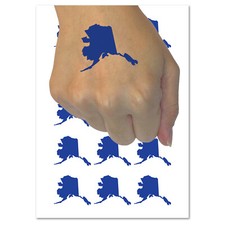 Alaska State Silhouette Temporary Tattoo Water Resistant Fake Body Art Set