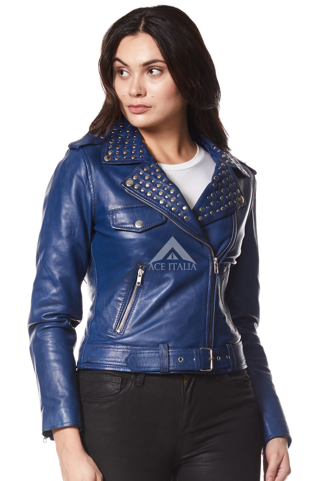 Real Studded Leather Biker Jacket 4326 