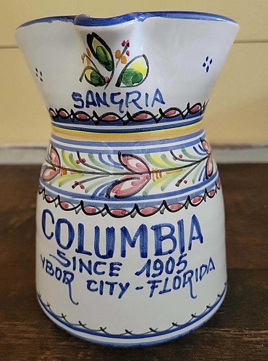 Ceramic Pottery Pitcher Sangria Columbia Restaurant Ybor City FL Hand