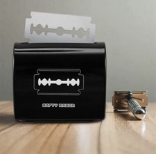 Razor Bank - Black, Safely store your used Double Edge Blades, Gift for the Guy