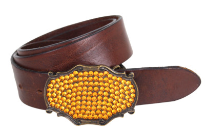 Joomi Joolz BUCKLE BROWN GENUINE LEATHER 1.5''Wd CASUAL WOMEN'S BELT Sz M/L (A31