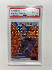 2019-20 Panini Mosaic NBA Debut Ja Morant #274 ORANGE REACTIVE RC ROOKIE PSA 10