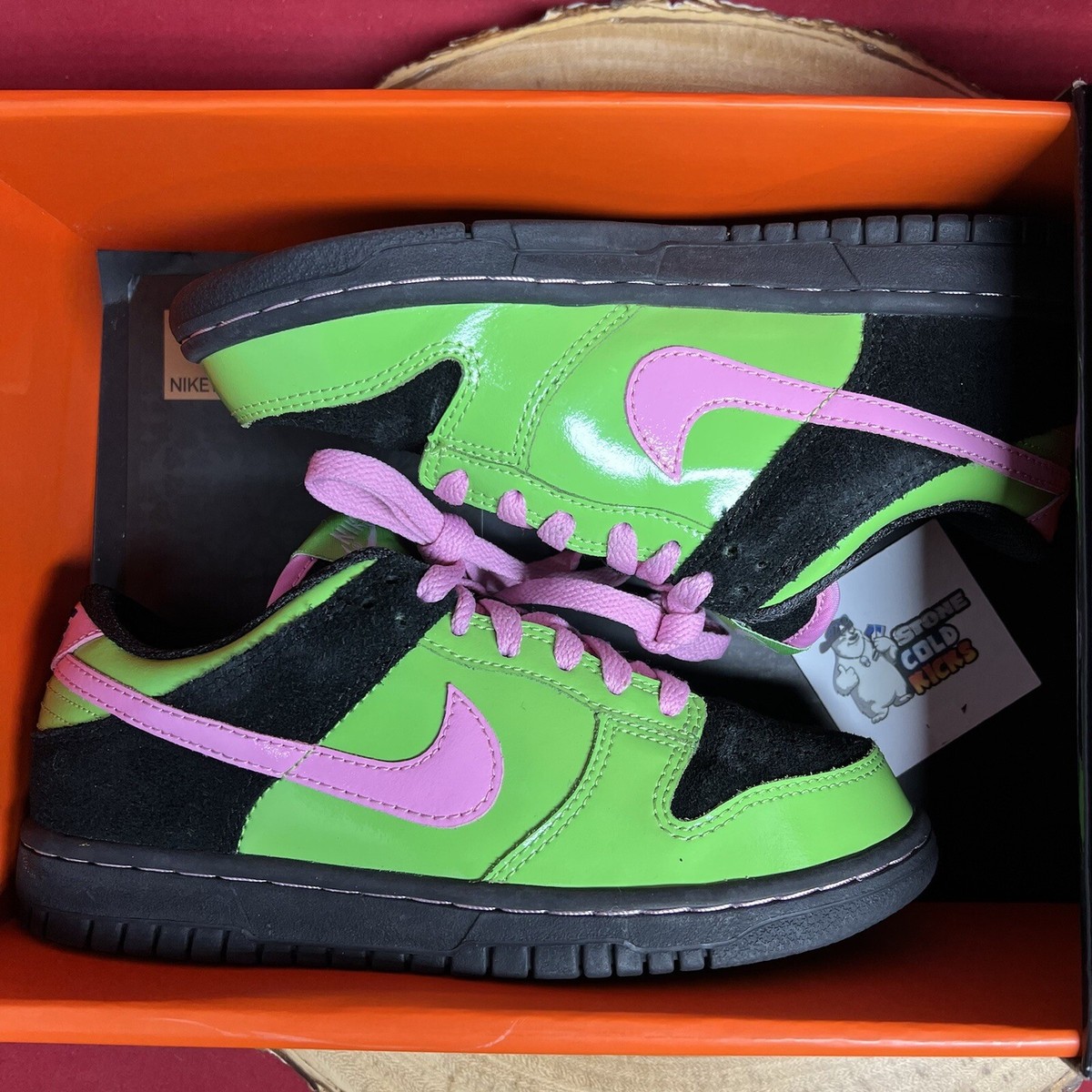 NikeiD Nike Dunk Low Pro Pink Green Frankenstein Size 5 312221-994