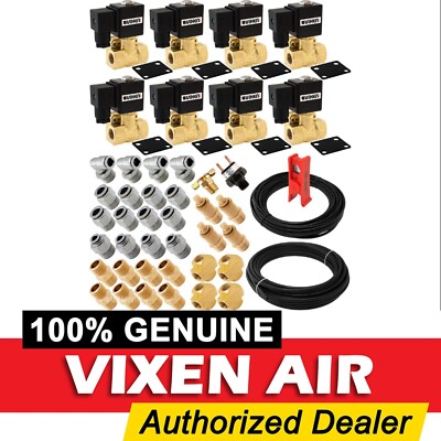 3/8''NPT AIR VALVES SOLENOID W/FITTINGS/HOSES SUSPENSION/AIR RIDE/SLAM 4 CORNERS