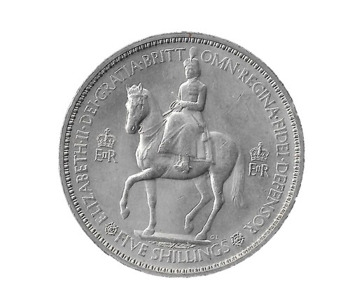 1953 Queen Elizabeth II 5 Shilling Coin Commemorative Crown Coin