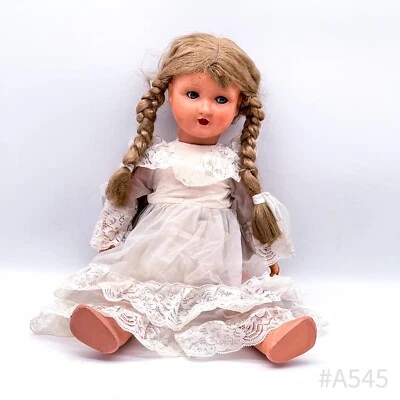 Antike Zelluloidpuppe sprechende puppe mit weißem Kleid aus Zelluloid 58 cm - Bild 1 von 4