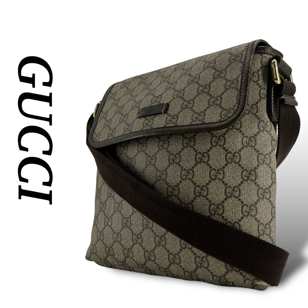 Authentique sac à bandoulière Gucci GG Supreme rabat pochette bandoulière PVC du Japon