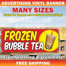 FROZEN BUBBLE TEA Advertising Banner Vinyl Mesh Sign Ice Tea Drink Bar Lemonade