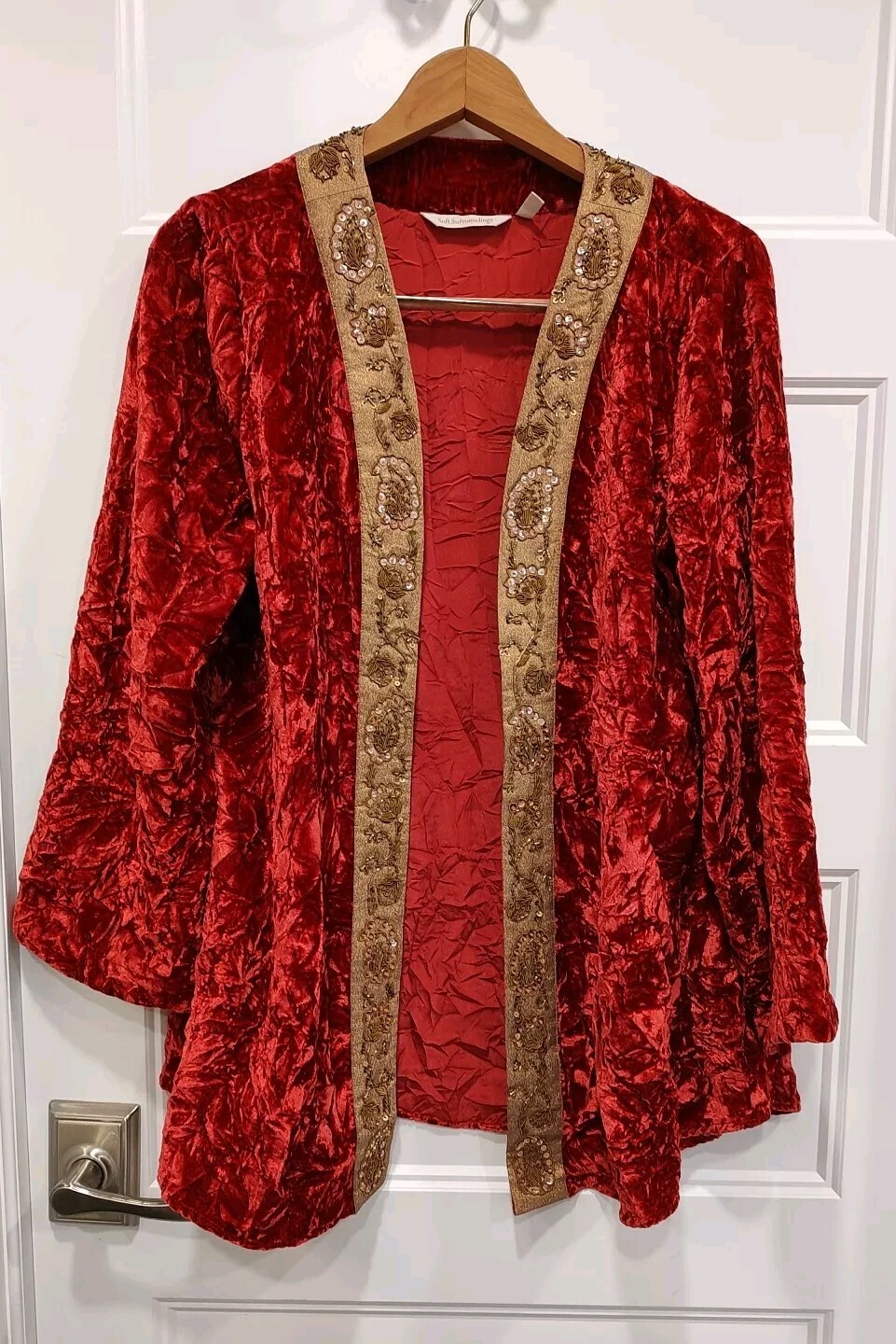 Soft Surroundings Women's Jacket Medium Red Crush… - image 1