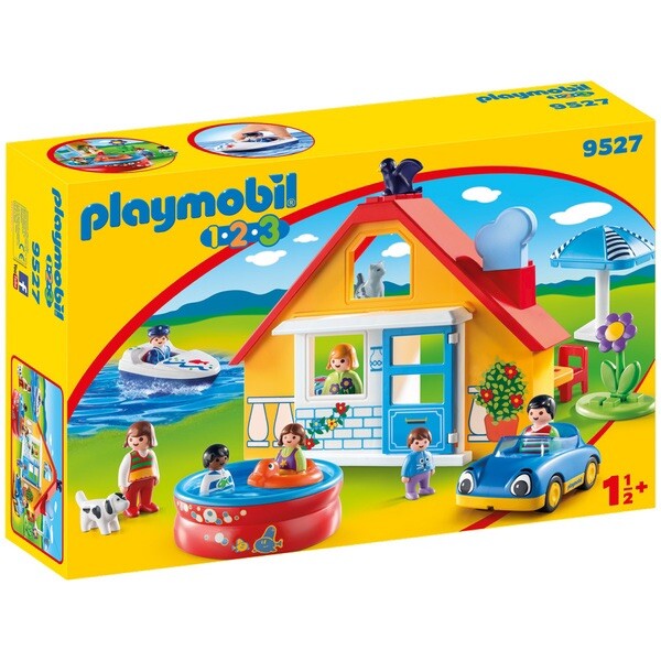 Playmobil 1.2.3 Maison de Vacances 9527 pour s'amuser au jardin ou en voyage
