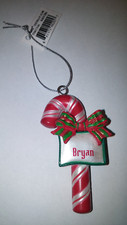 GANZ CANDY CANE PERSONALIZED CHRISTMAS ORNAMENT "BRYAN"