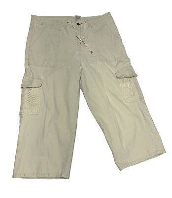 Faded Glory Women's Pants Size 16W Cream Colored Cargo Capri