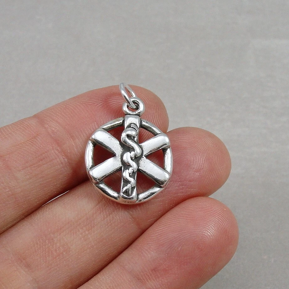 Sterling Silver EMT Charm EMS Charm Paramedic Charm Medical