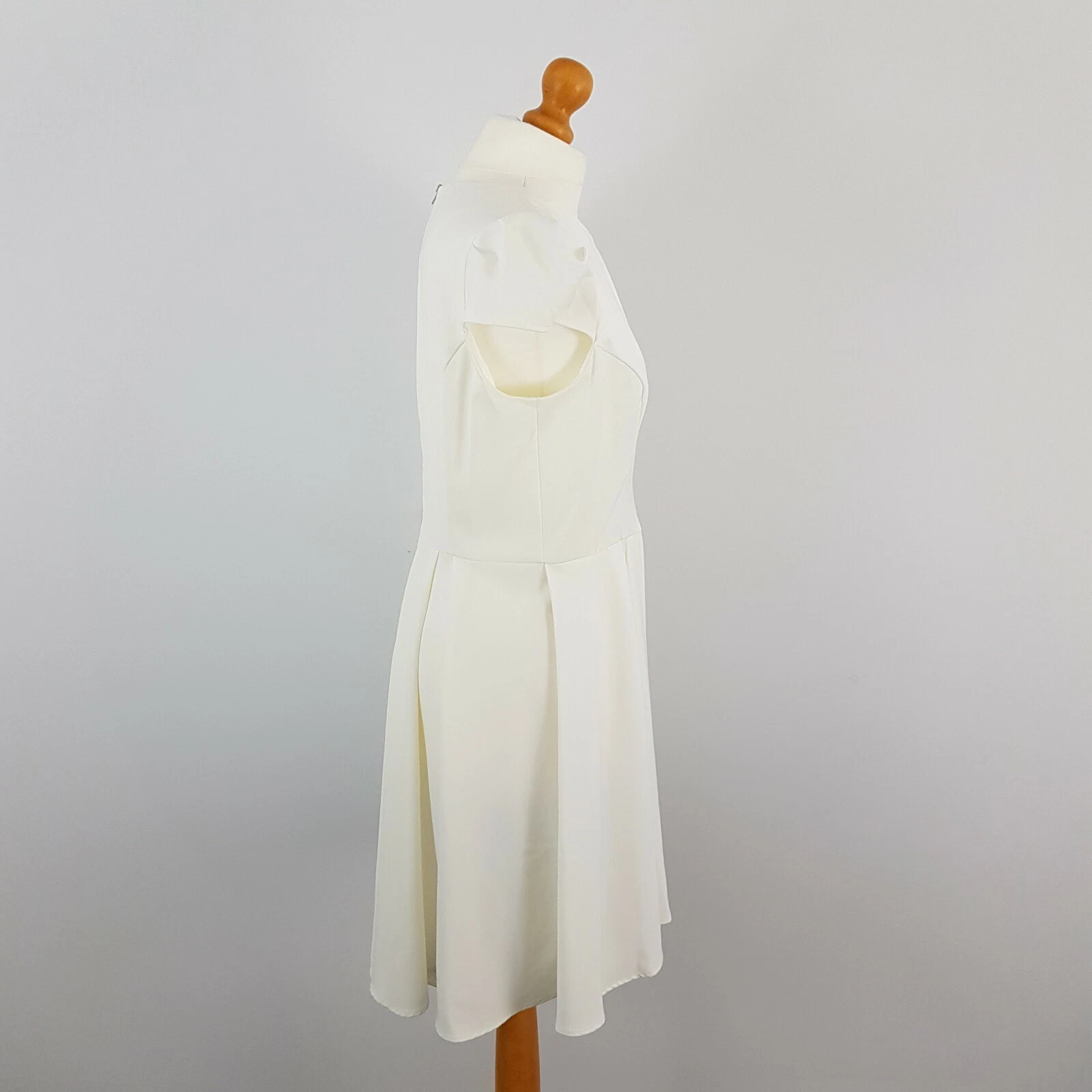 OFF WHITE Abito formale fluttuante Topshop donna bianco sporco con pannelli manica ad aletta linea A UK 14