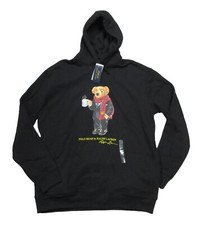 Polo Ralph Lauren Big  Tall Black Cocoa Polo Bear Fleece Lined Pullover Hoodie