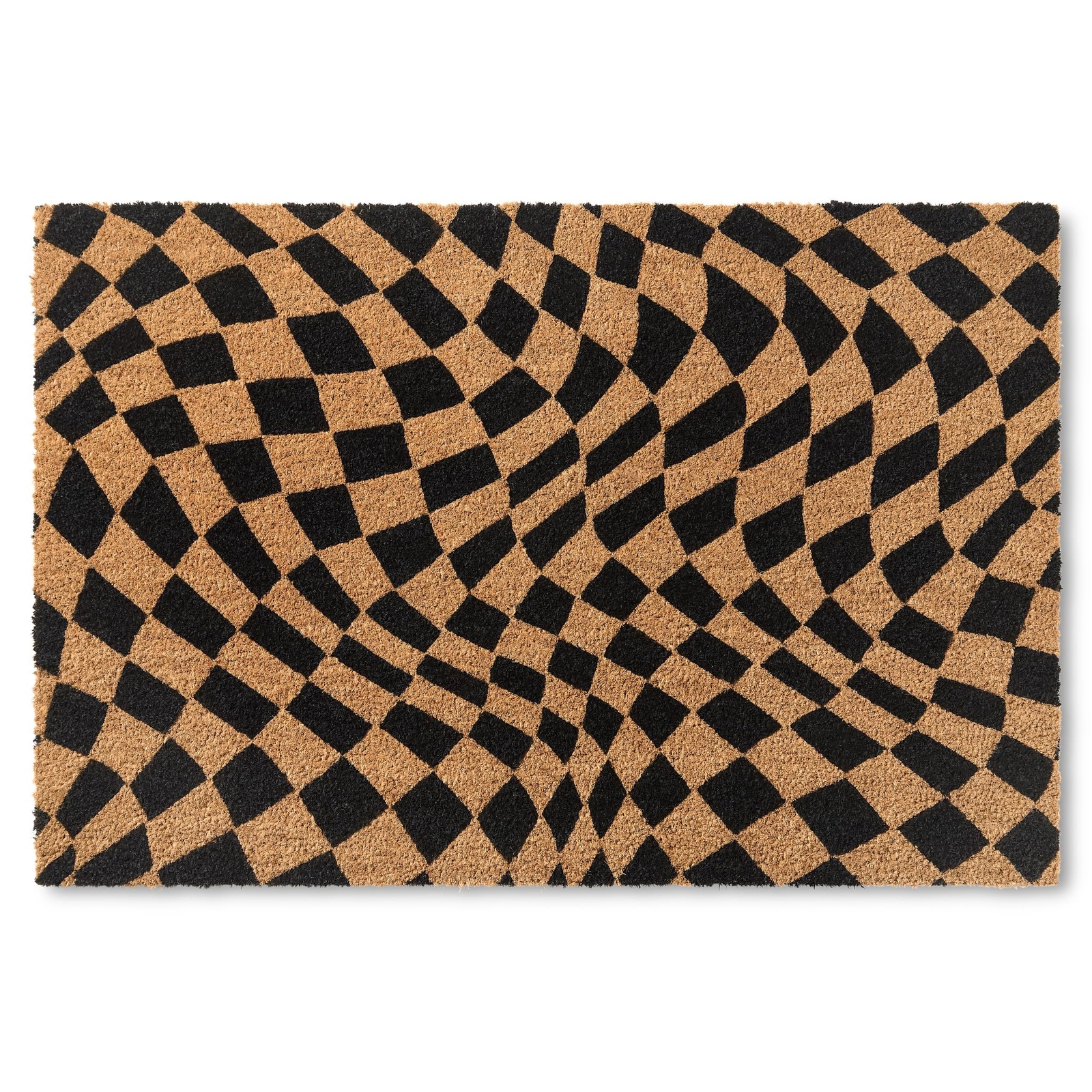 TOWN & COUNTRY TERRA Emmett Groovy Checkerboard Natural Coir Heavy Duty Door Mat
