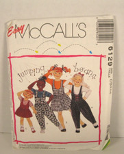McCall's 6129 Easy Jumpsuit, Romper, Jumper T-Shirt Girls' 2-4 Pattern Uncut