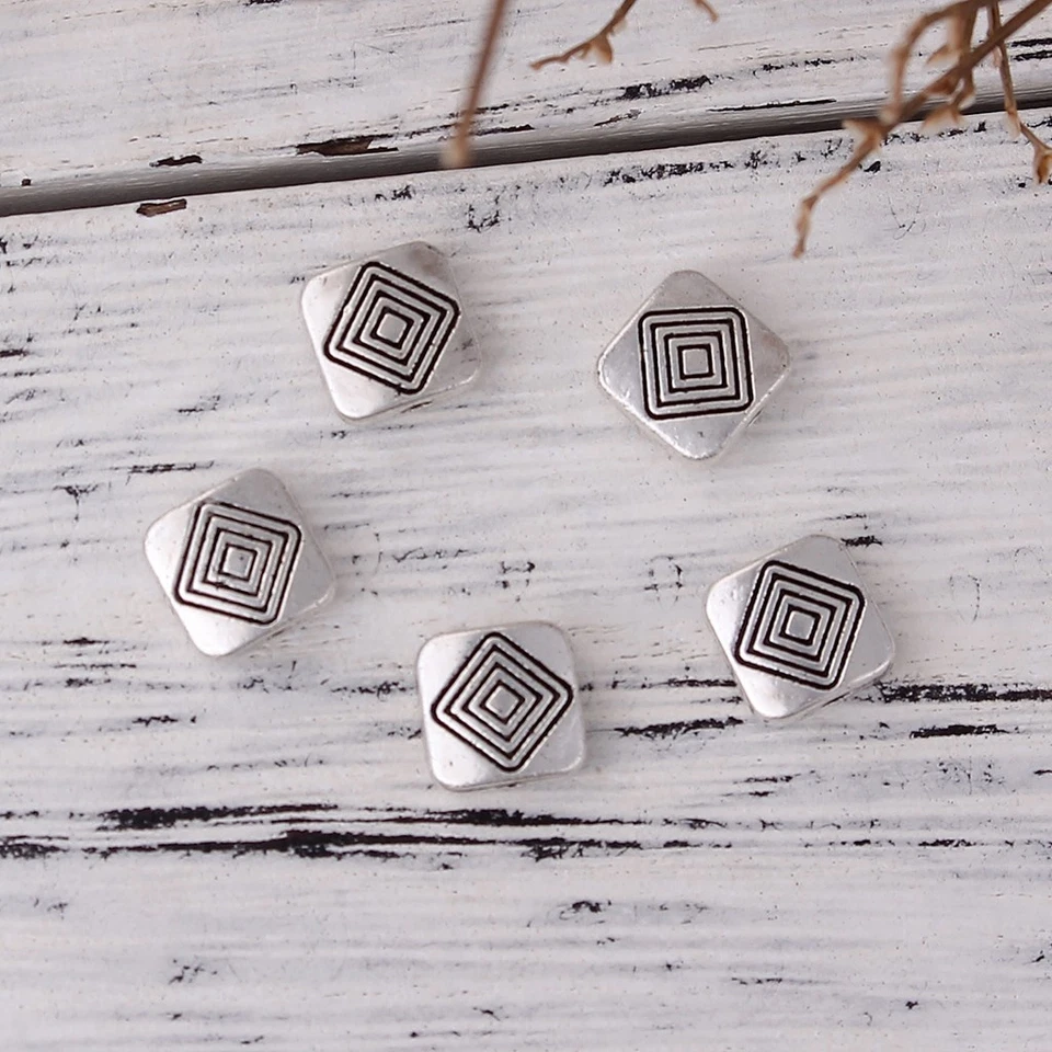 Diamond Pattern 8mm Antiqued Silver Plated Spacer Beads B6057 - 10, 20 Or 50PCs - Image 3 of 3