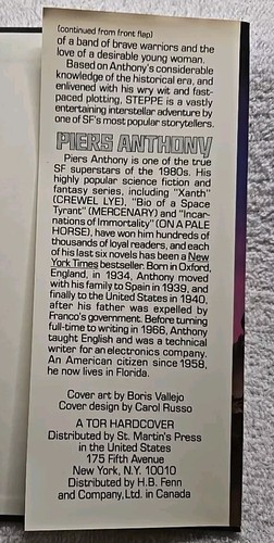 Steppe By Piers Anthony (1985 Tor 1St. Edition Vintage Sci-Fi Hardcover) - Picture 7 of 11