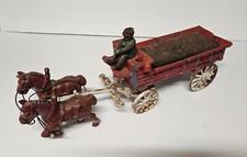 Vintage Cast Iron Horse And Carriage - Great Restoration Project
