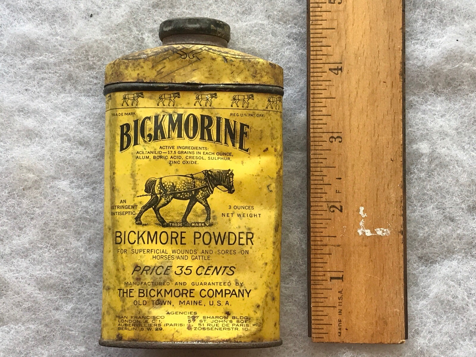 BICKMORE Powder For Horses Vintage Tin, Old Town, Maine eBay