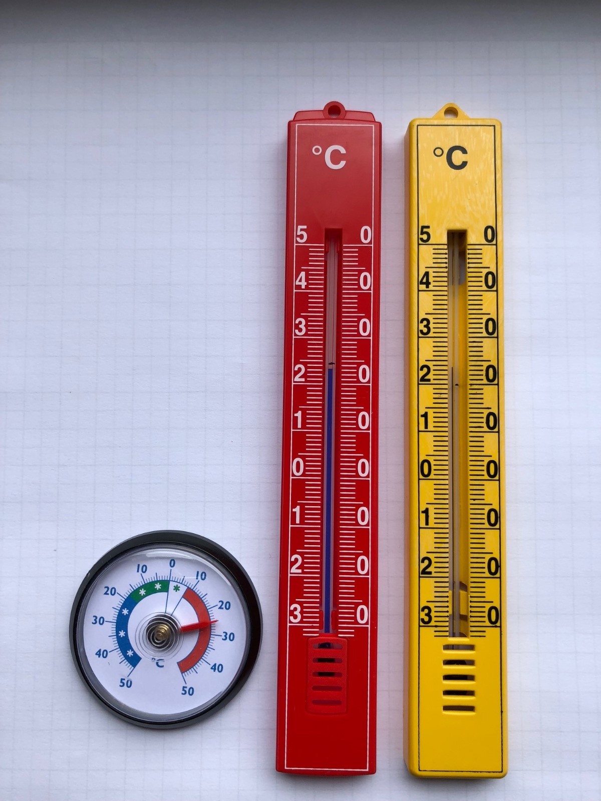 Set Thermometer, Innen, Außen, Kühlschrank, analog, 3 Farben, schwarz