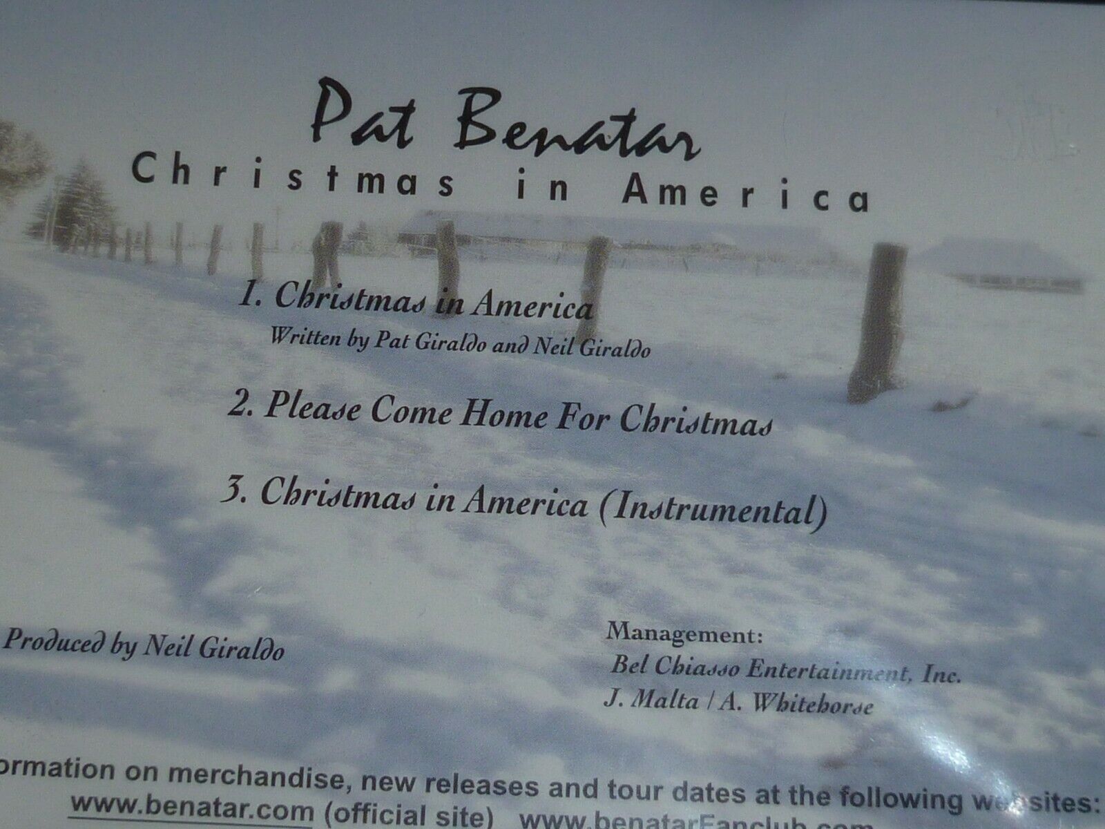CHRISTMAS IN AMERICA PAT BENATAR BRAND NEW SEALED 3 TRACK U.S. CD SINGLE Klasyczna, limitowana WYPRZEDAŻ