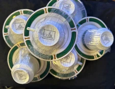 Sango Malachite Cups Saucers 12 PC Green with Gold New Condition