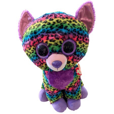 Y2K Justice Beanie Boo Trixie Jumbo Rainbow Leopard Plush Toy 17"