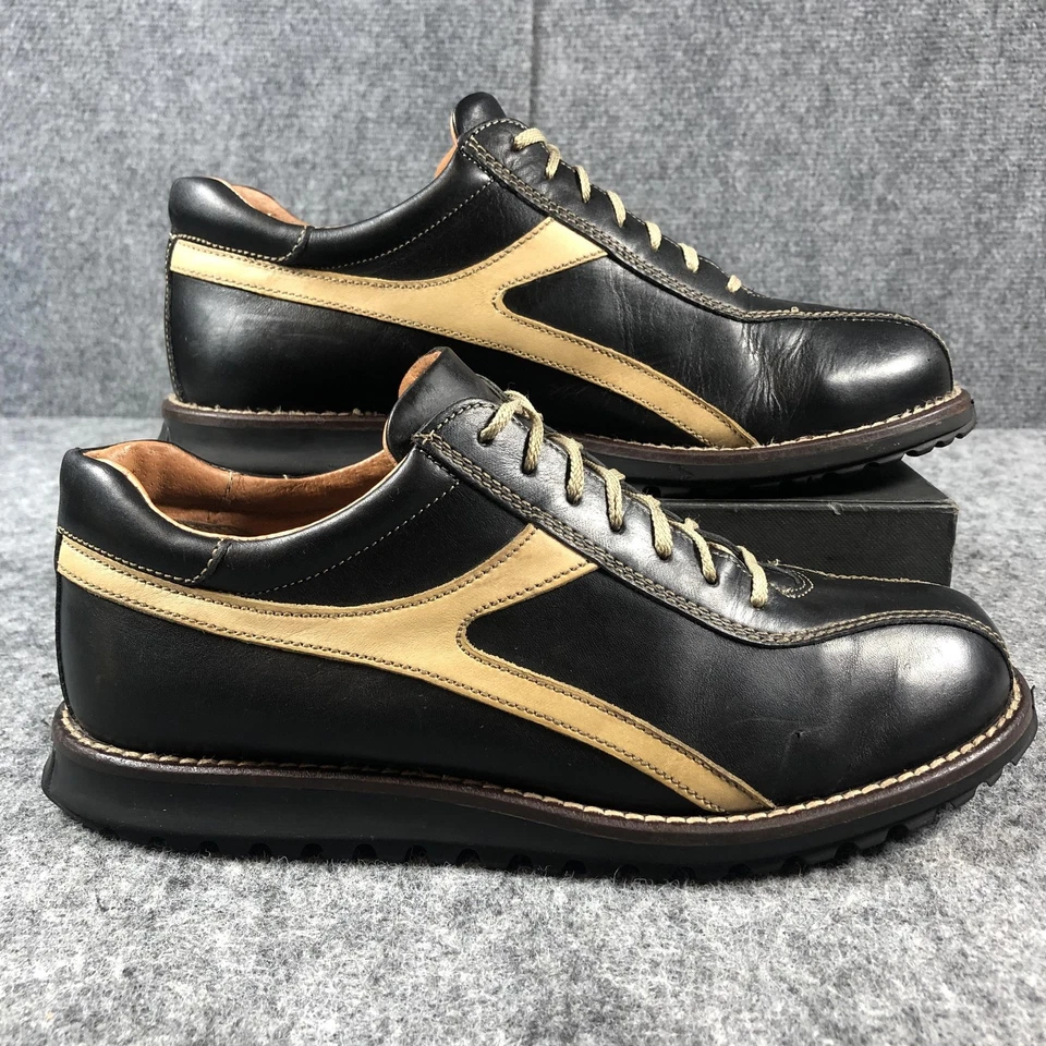 Kenneth Cole Reaction Strike Zapatos Para Hombre’s 9 Cuero Negro Tostado Hecho en Italia Foto 2 de 4