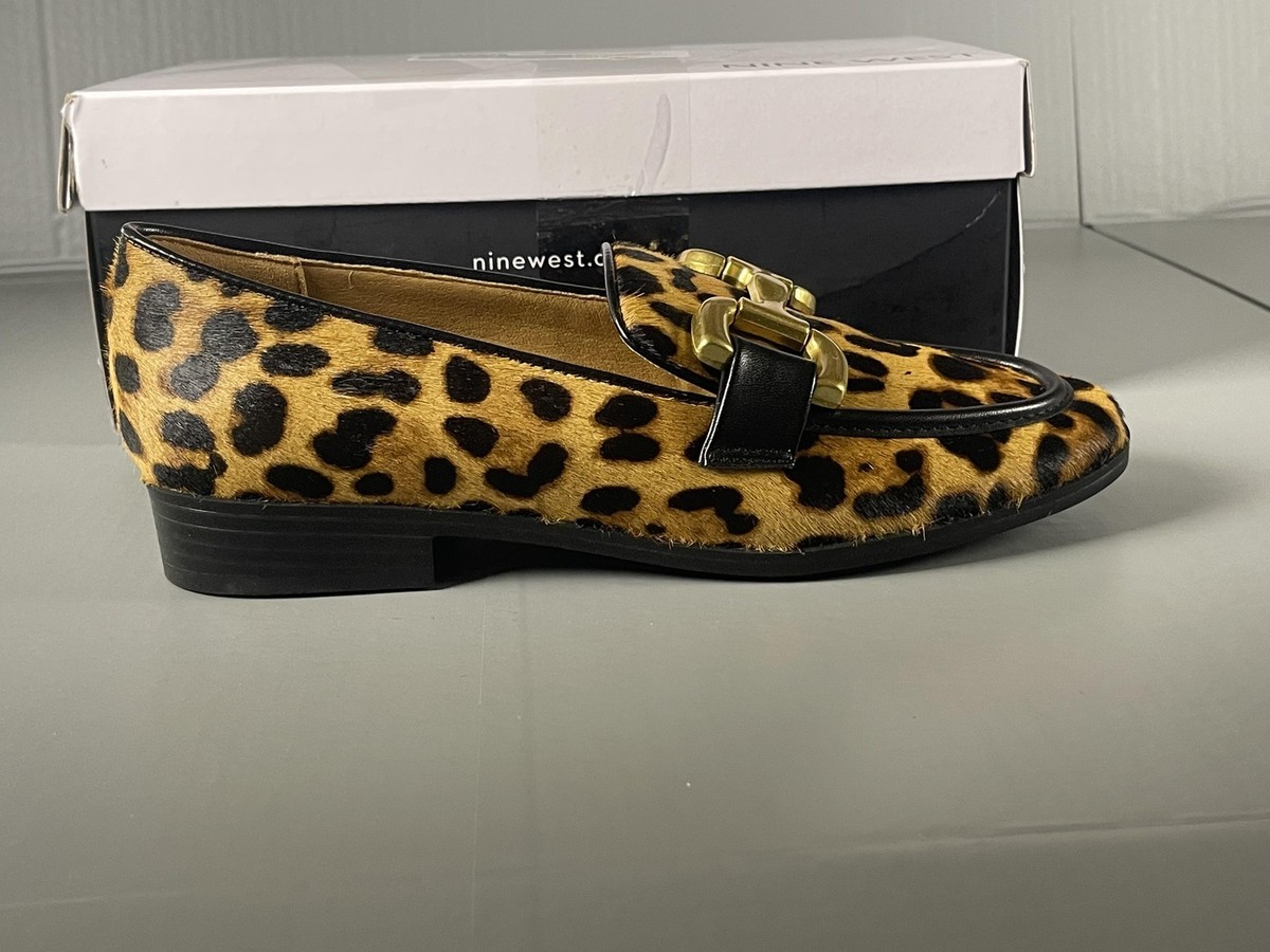 Nine West LILMAP5 Shoes Womens Size 7.5 Leopard Loafers Animal