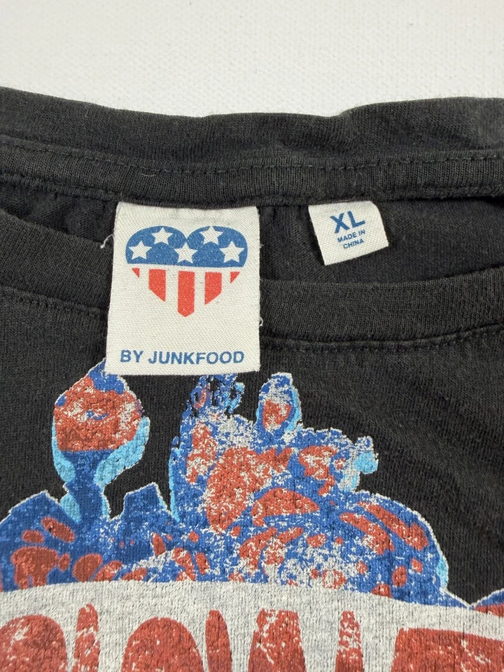 Camiseta Junkfood Grateful Dead Para Hombre XL Negra Calavera Concierto 1974 Agujeros Camiseta Foto 3 de 4